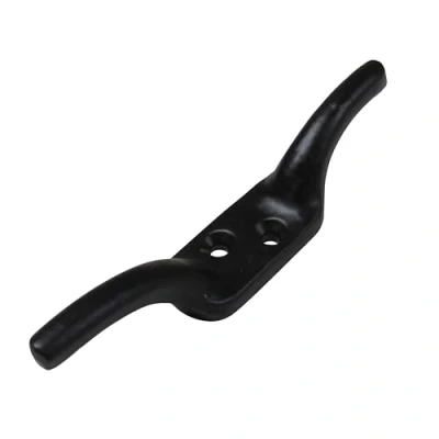 Image of Secure Fix Direct Black or Galvanised Cleat Hook 3&quot; 6&quot; (Washing Line Blind Cord Tie Back Trailer Rope) (Black, 5&quot;)