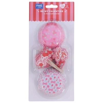 Image of PME Valentines Cupcake Cases &amp; Topper Set of 48 Be My Valentine