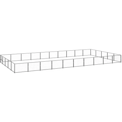 Image of vidaXL Dog Kennel Black 50 m² Steel