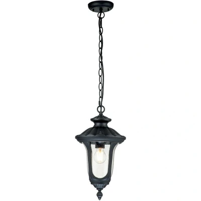 Image of Chicago Outdoor Pendant Ceiling Light Textured Black, IP44