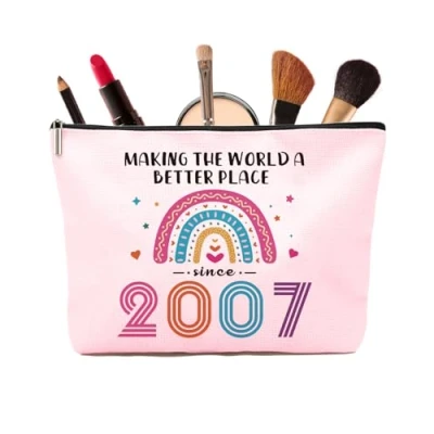 Image of 18th Birthday Gifts for Girls Rainbow Pink Cosmetic Bags, Unusual Presents Best Friend, Sister, Daughter, 18 Year Old