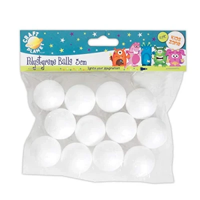 Image of Craft Planet Polystyrene Balls 12 Pieces, White, 3cm, Shapes For Arts And Crafts, Basic Shapes, Perfect Base, Decoupage, Painting, Bauble Making, Art Set &amp; Kit Supplies