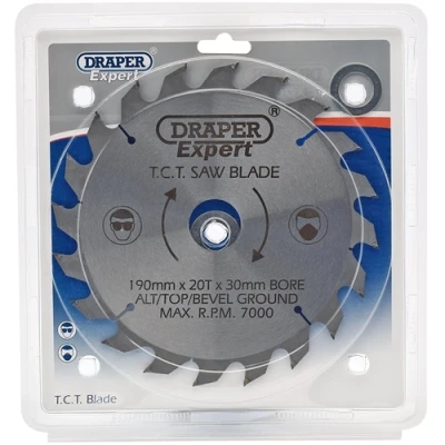 Image of Draper Expert TCT Saw Blade, 190 x 30mm, 20T
