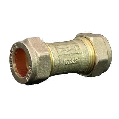 Image of 15mm Single Check Valve WRAS Approved Compression Fitting Non Return one Way Isolation DZR Prevents Backflow Durable Construction (15mm)