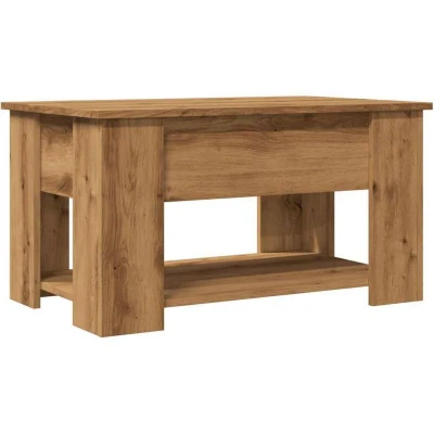 Image of vidaXL artisan oak coffee table/side table engineered wood lift top with storage 79x49x41 cm modern rectangular living room/dining/small spaces