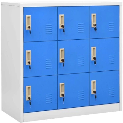 Image of Vidaxl Locker Cabinets 5 pcs Light Grey and Blue 90x45x92.5 cm Steel