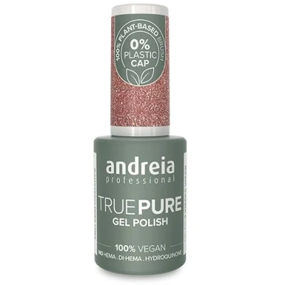 Image of Andreia Professional Hema Free Gel Polish TRUE PURE 21 and 100% Vegan for Sensitive Nails Semi Permanent UV LED Soak Off Nail Varnish Colour T31 Glitter Pink Gold 10.5ml