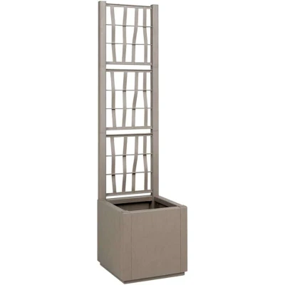 Image of vidaXL Garden Planter with Trellis Light Brown 36x36x140 cm PP