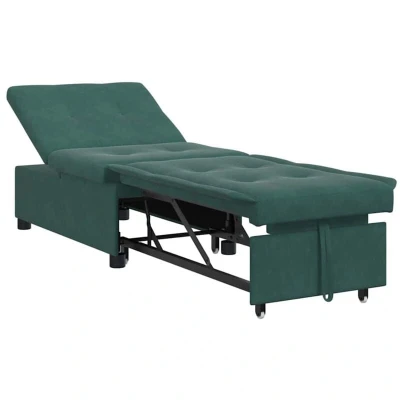 Image of vidaXL Sofa Bed 3 in 1 Pull Out Design Dark Green Velvet
