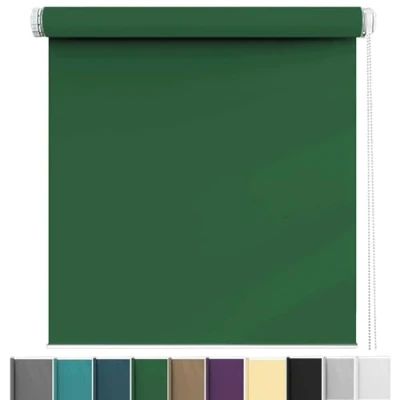 Image of Blackout blinds No Drill 65 x 120 cm Privacy Protection Easy to Install, Roller, Roman and Vertical Fit Home Office for Any Window, Loft, Dark Green