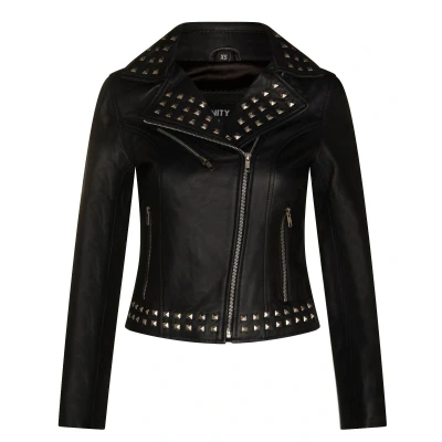 Image of Women&#039;s Leather Black Studded Biker Goth Jacket