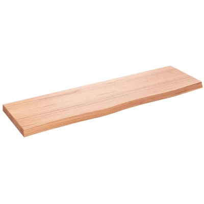 Image of vidaXL Solid Oak Wood Wall Shelf with Live Edge, Medium Brown, Versatile Use as Bathroom top, Cabinet Desk top or Table Varnished Finish, 100 x 30 4 cm.