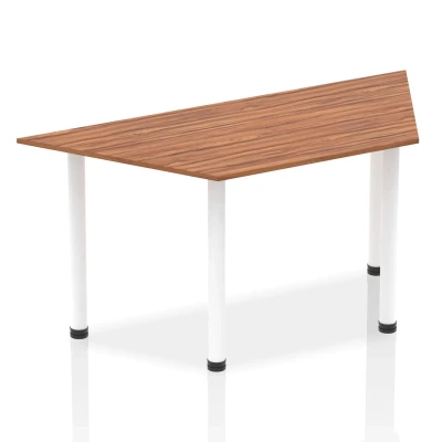 Image of Impulse 1600mm Trapezium Walnut Top White Post Leg