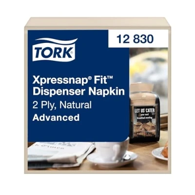 Image of Tork Xpressnap Fit Dispenser Napkin 12830 Refill Napkins for N14 Paper Dispenser, Advanced Quality 2 ply, Natural 6 x 720 (4320) pcs