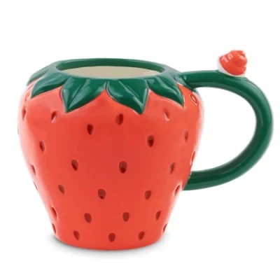 Image of ban.do Novelty Ceramic Mug, 12 Ounce Coffee and Tea Cup with Large Handle, Dishwasher Microwave Safe 3D Fruit Strawberry