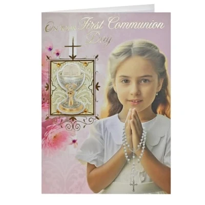 Image of 3D First Holy Communion Girl Card with Envelope C40604 6043