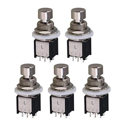Image of ESUPPORT 5Pcs DPDT Latching ON/ON Foot Switch Guitar Effects Pedal Metal Stomp Box 6pin Push Button