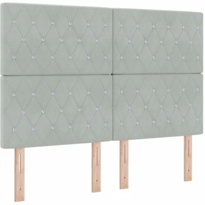 Image of vidaXL Box Spring Bed with Mattress &amp; LED Light Grey 140x190 cm Velvet