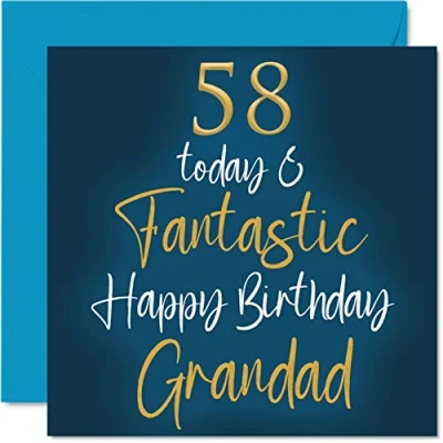 Image of Fantastic 58th Birthday Cards for Grandad 58 Today &amp; Happy Card from Grandson Granddaughter, Gifts, 145mm x Greeting
