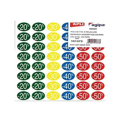 Image of Apli 101373 Discount Labels Circular Shape Permanent Adhesive 1000mm x 24mm 5H