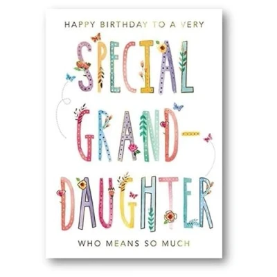 Image of Special Granddaughter Birthday Card Butterflies and Flowers with Foil Details Eco Friendly Recyclable by Paper House