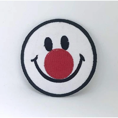 Image of Smiley Face Red Nose Iron on sew Embroidered Patch