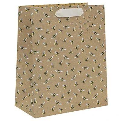 Image of Glick Luxury Gift Bag, Kraft Bees Large Celebration Birthday Wedding Wrap 260x315x135mm, Multi Colour