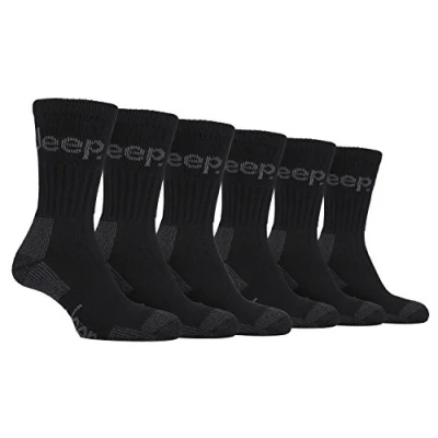 Image of Jeep 6 Pairs Of Mens Terrain Cushioned Sole Walking Hiking Socks 11 uk, 39 45 eur