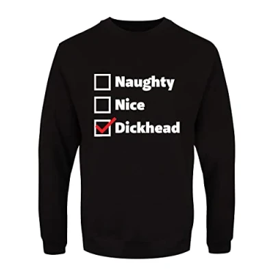 Image of Grindstore Originals Men&#039;s Naughty Nice Dickhead Christmas Jumper Sweater Black