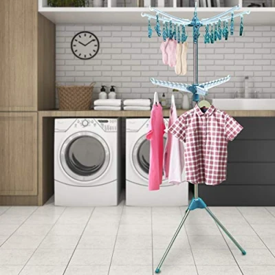Image of Hyfive Clothes Airer Drying Rack Foldable Laundry Rail Hanger Indoor Outdoor Two Tier
