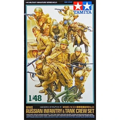 Image of Tamiya 32521 1/48 WWII Russian Infantry &amp; Tank Crew Set