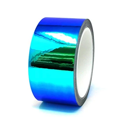 Image of 10 Metre Flip Flop Chrome Decorative Stripes Craft Effect Film Hologram Chameleon Car Motorcycle Model Making Adhesive Strip (FF4 Blue/Green, 40 mm Width)