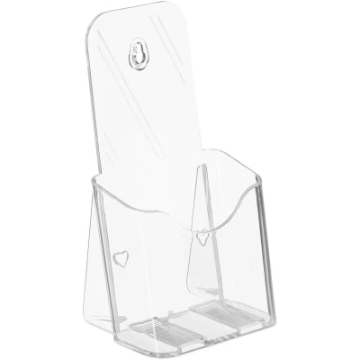 Image of Relaxdays Set of 10 Flyer Holders, DIN Long, 1 Slot, Stand &amp; Hang, Acrylic, Wall Display, 20x11x8.5 cm, Transparent