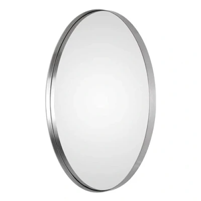 Image of DEENZ 50Cm Large Round Wall Mirror Silver Deep Aluminium Metal Frame Hanging Mirrors Mounted Makeup Shaving Bathroom Living Room Bedroom