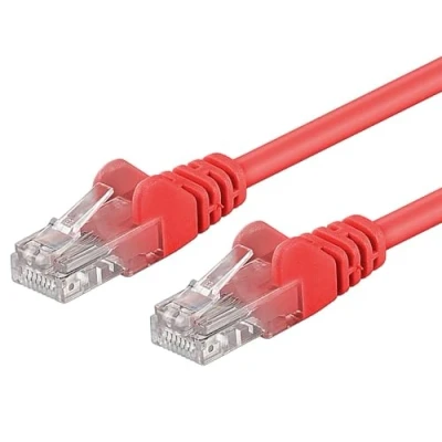 Image of PremiumCord Network Cable, Ethernet, LAN &amp; Patch Cable CAT5e, UTP, Quick Flexible Robust RJ45 1Gbit/S, AWG 26/7, Copper 100% Cu, Red, 1.5 m
