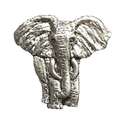 Image of Gift Box Pewter Elephant Pin Badge or Brooch for Scarf, Tie, Hat, Coat Bag