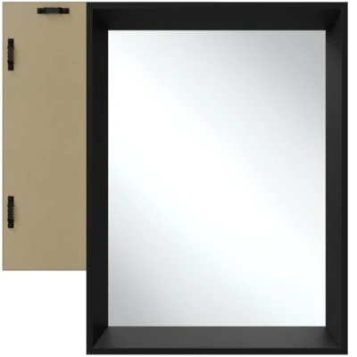 Image of TecTake® Rectangular Wall Mirror in Minimalist Style, Lightweight Design with Black Slanted Frame &amp; Distortion Free Glass, Modern for Bathroom, Hallway, Bedroom 50 x 70 cm