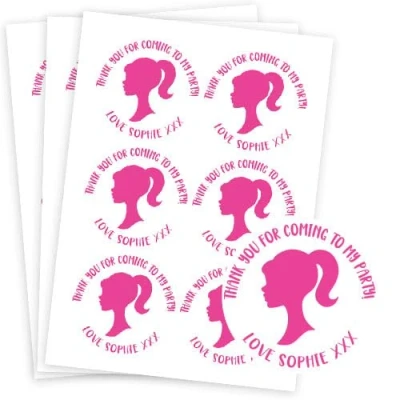 Image of Doll Style Head Design Personalised Round Stickers 88mm Single Sheet 6