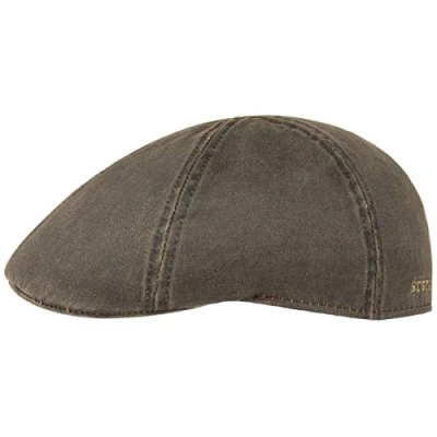 Image of Stetson Men&#039;s Level Flat Cap Cotton Peaked with 40+ UV Protection Vintage Look Summer/Winter Brown XL (60 61 cm)