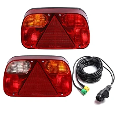 Image of AOHEWEI Trailer Tail Lights Kit Truck Rear Lamp Indicator Lighting Wiring with 13 Pin Plug Connected 2pcs 5.5m Long 5 Core Cable Suitable for Lorry Caravan or