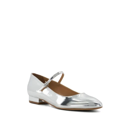 Image of Dune London Womens Ladies HIPPLIE Low Block Heel Mary Jane Shoes Silver Size UK 3