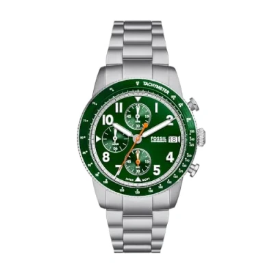 Image of FOSSIL Sport Tourer Watch for Men, Chronograph Movement with Stainless Steel or Leather Strap,Green,42 mm