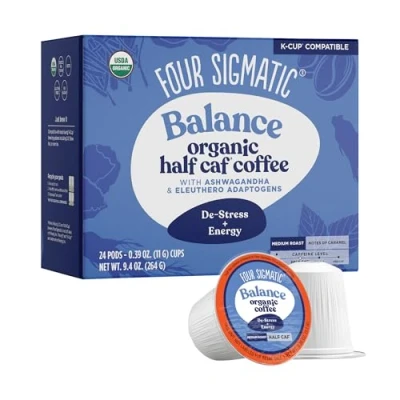 Image of Four Sigma Foods Sigmatic Adaptogen Coffee k cups, Medium Roast Ground with Ashwagandha Chaga&amp;Tulsi Immune Support and stress relief keto,24 count