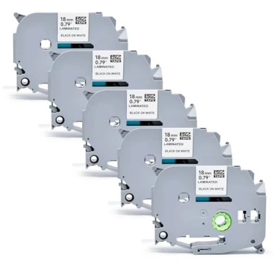 Image of 5X Compatible Label Tape Replacement for Brother Tzo 241 Black on White 18mm Laminated PTD450VP PTD400 PTE300VP PTE500VP PT D600 D400 D450, Orison