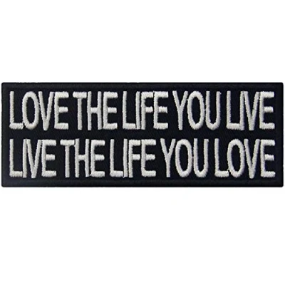 Image of Love The Life Live Patch Funny Badge Embroidered Biker Applique Iron On Sew Emblem