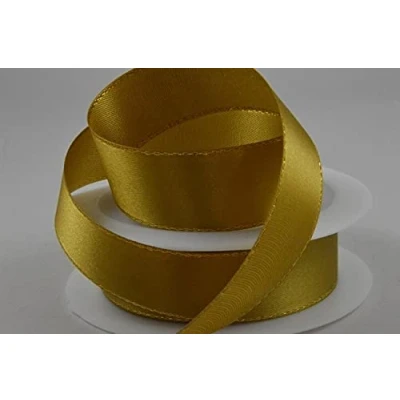 Image of Gold Single Faced Satin Ribbon with Edge 25mm x 25 Metre Roll
