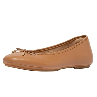 Image of Fitflop Women&#039;s DELICATO Bow Soft Leather Ballet Flats, Desert Tan, 3 UK