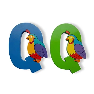 Image of Vinsani® WOODEN JUNGLE ANIMAL ALPHABET LETTERS PERSONALISED BEDROOM WALL DOOR NAME (Q)
