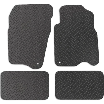 Image of Carsio Rubber Car Mats For Jeep Grand Cherokee 1992 to 1998 Tailored Fit Floor Mat Set Complete Accessory Black Custom Fitted All Weather &amp; Heavy Duty, Anti Slip Backing with Clips