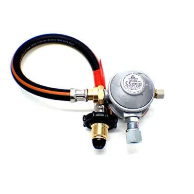 Image of Huddersfield Gas 30mbar 8mm Outlet Caravan Regulator 0.5m Handwheel Propane Pigtail Kit